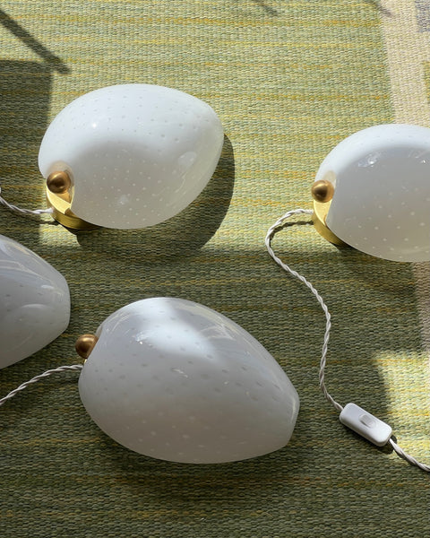 Vintage Murano white dotted drop wall lamp (4 available)