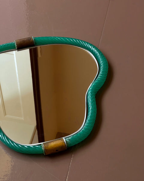 Vintage Italian mirror with emerald green glass frame