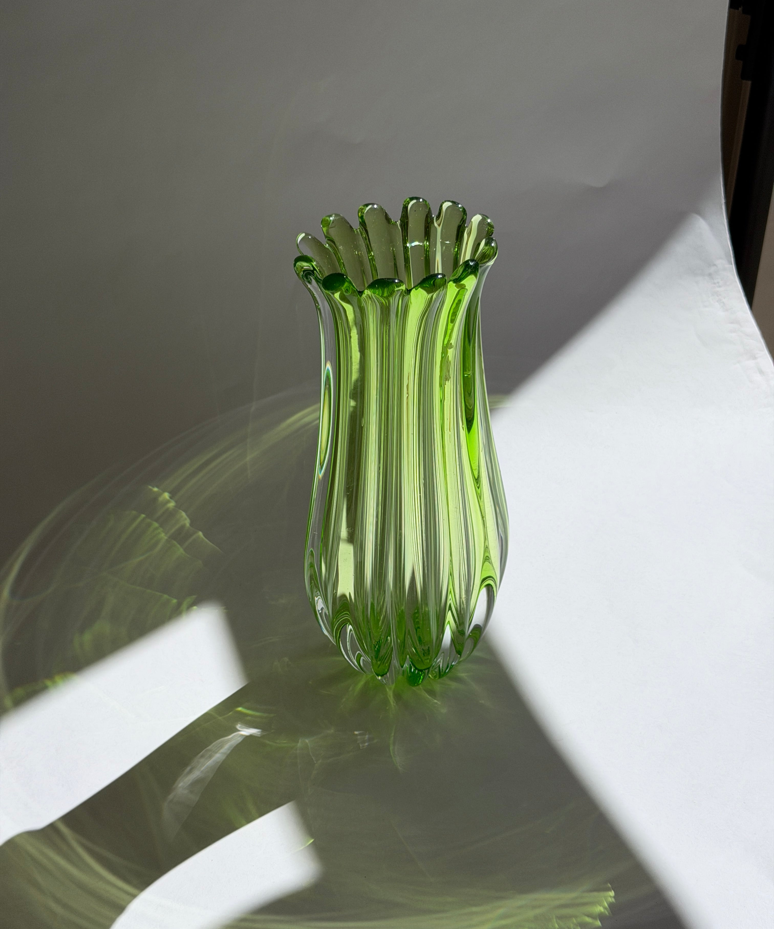 Vintage green Murano vase