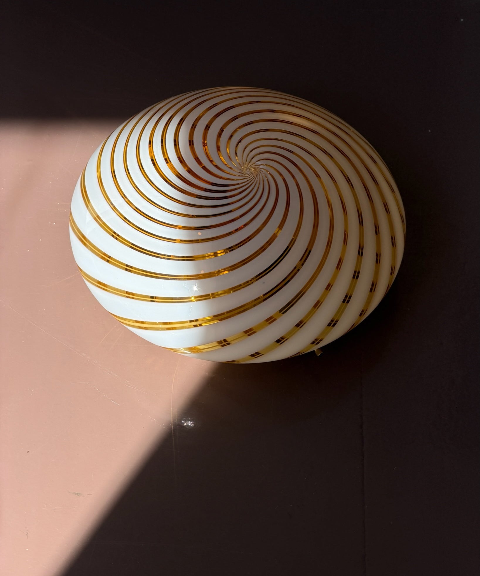 Vintage Murano clear/golden swirl ceiling/wall lamp (D28)
