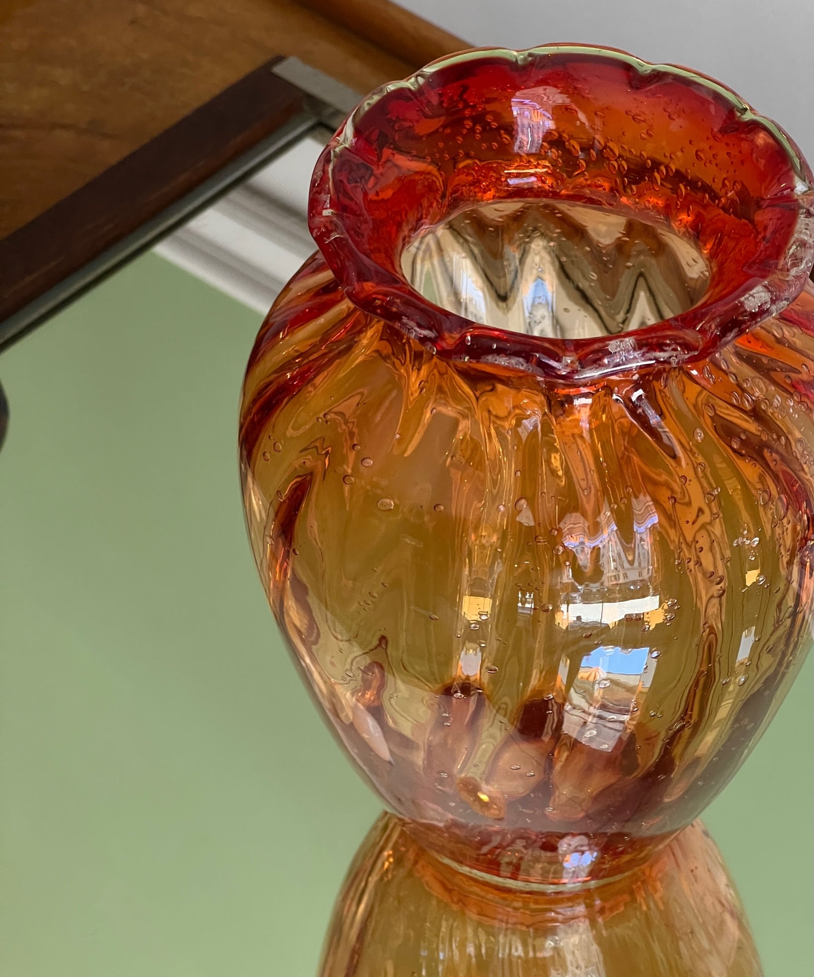 Vintage red/orange Murano vase
