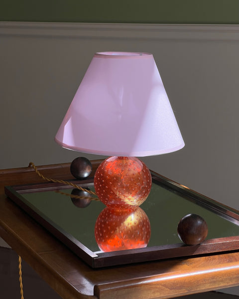 Vintage orange bubble Murano table lamp (with shade)