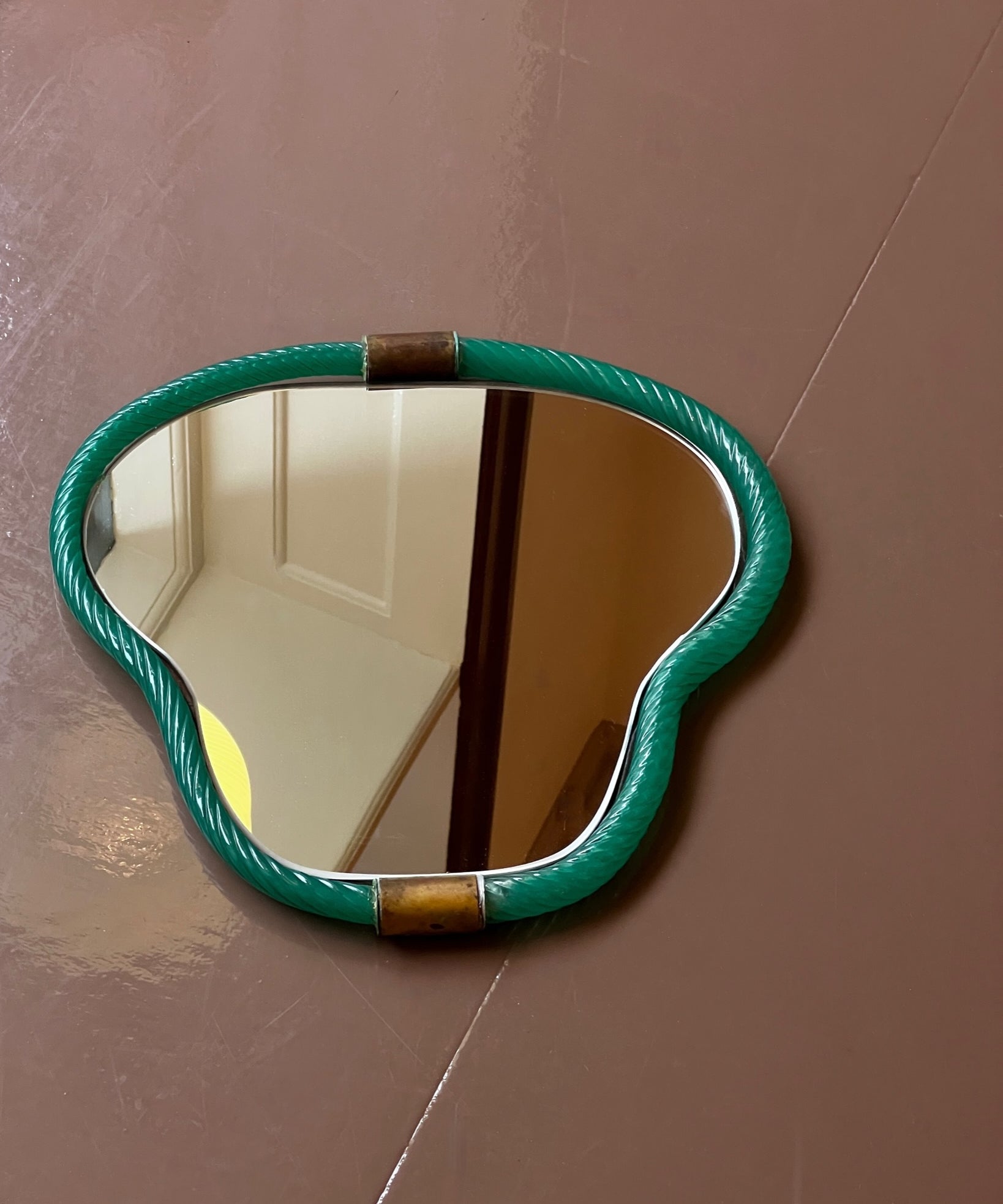 Vintage Italian mirror with emerald green glass frame