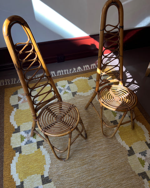 Vintage rattan/bamboo chair, Italy, 1960s (2 available)