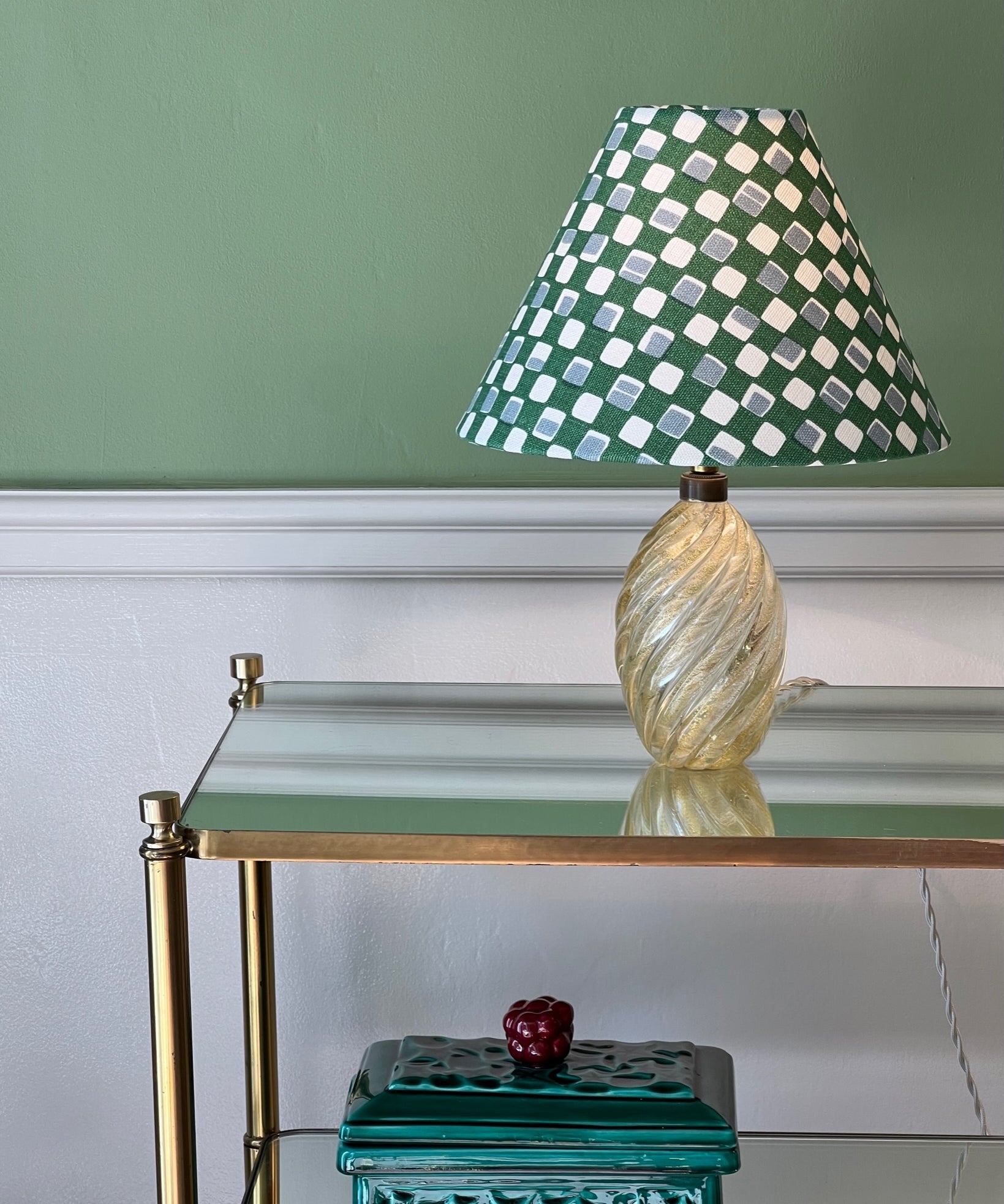 Vintage clear/golden Murano table lamp (incl. lampshade)