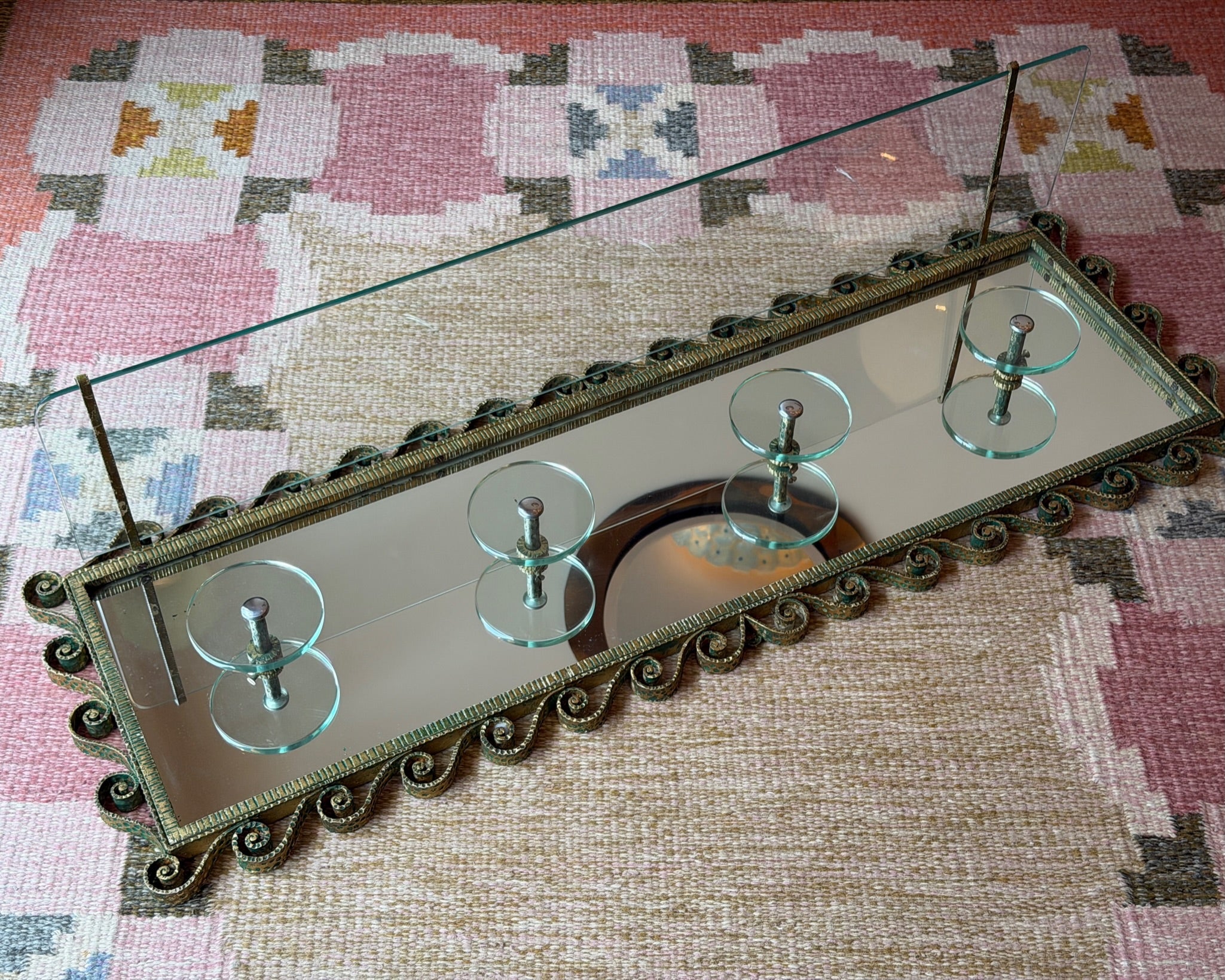 Vintage large hat shelf with coat rack