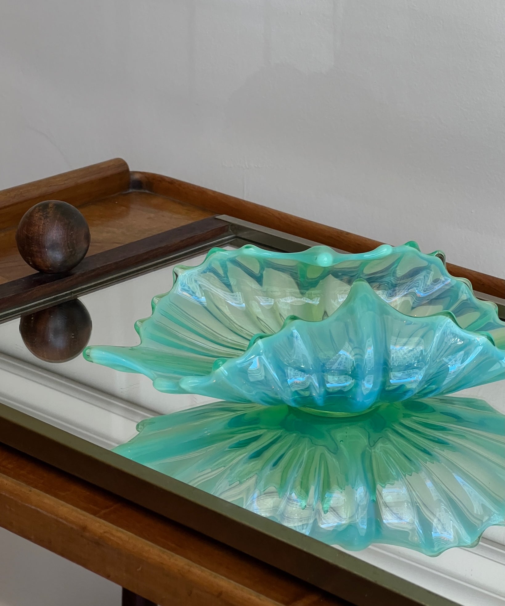 Vintage opal green/turquoise Murano bowl