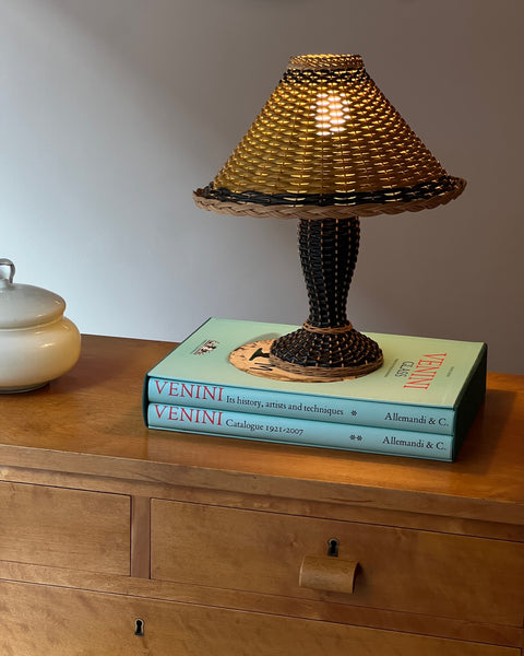 Vintage french rattan table lamp