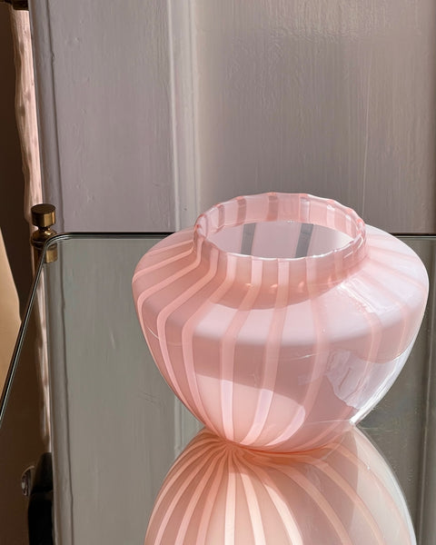 Vintage pink Murano vase with stripes