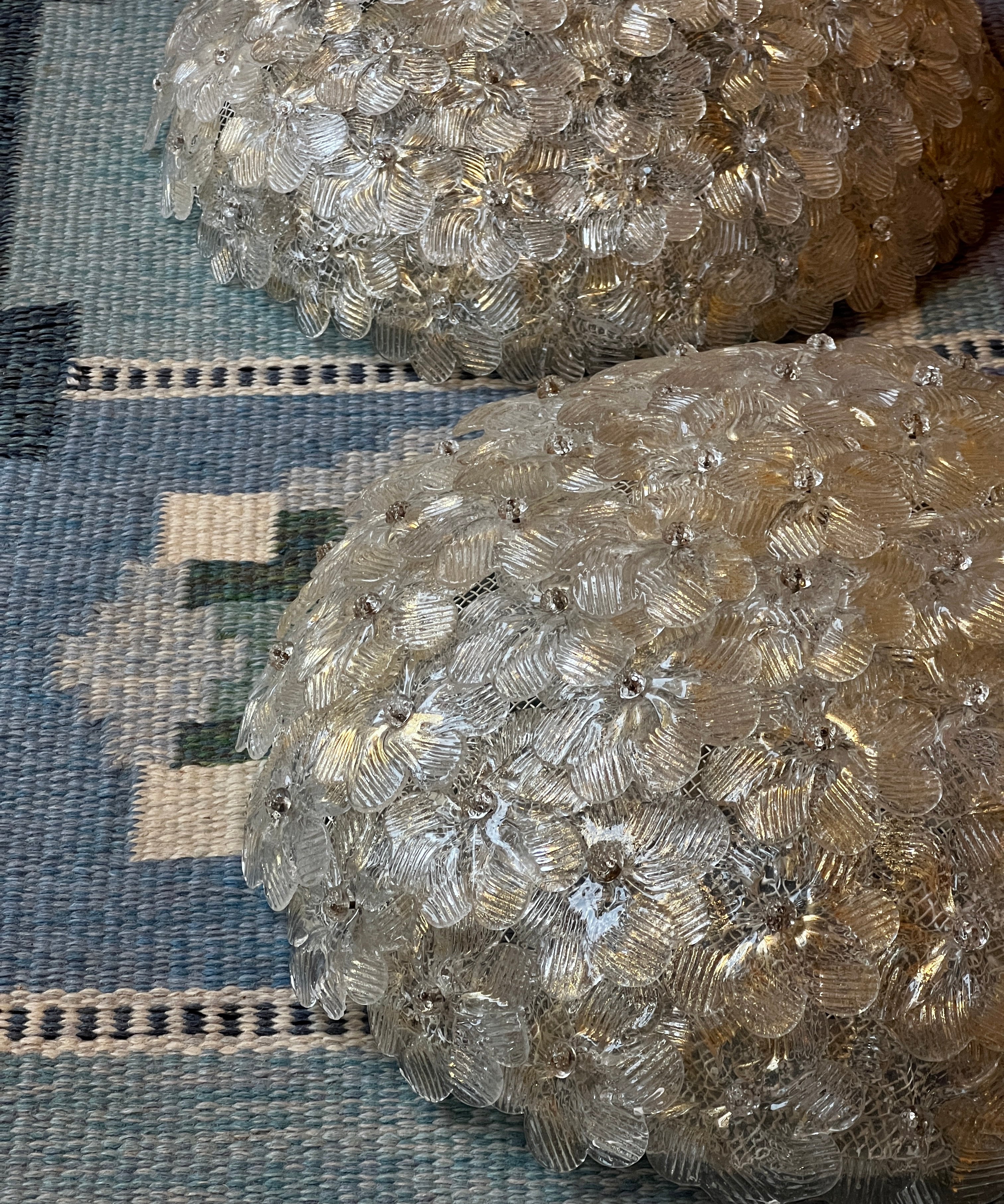 Vintage clear/golden Murano flower ceiling/wall lamp (D44)