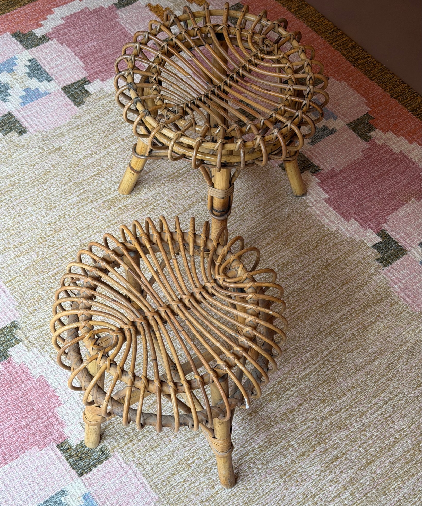 Vintage rattan stool (2 available)