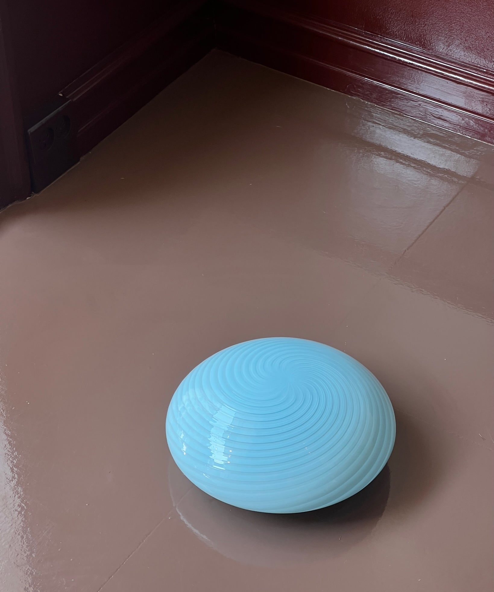 Vintage Murano light blue swirl ceiling/wall lamp (D30)