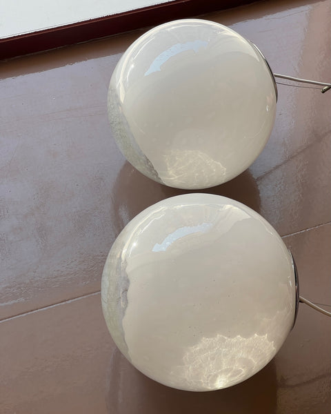 Vintage white clear Murano ceiling lamp (D30)