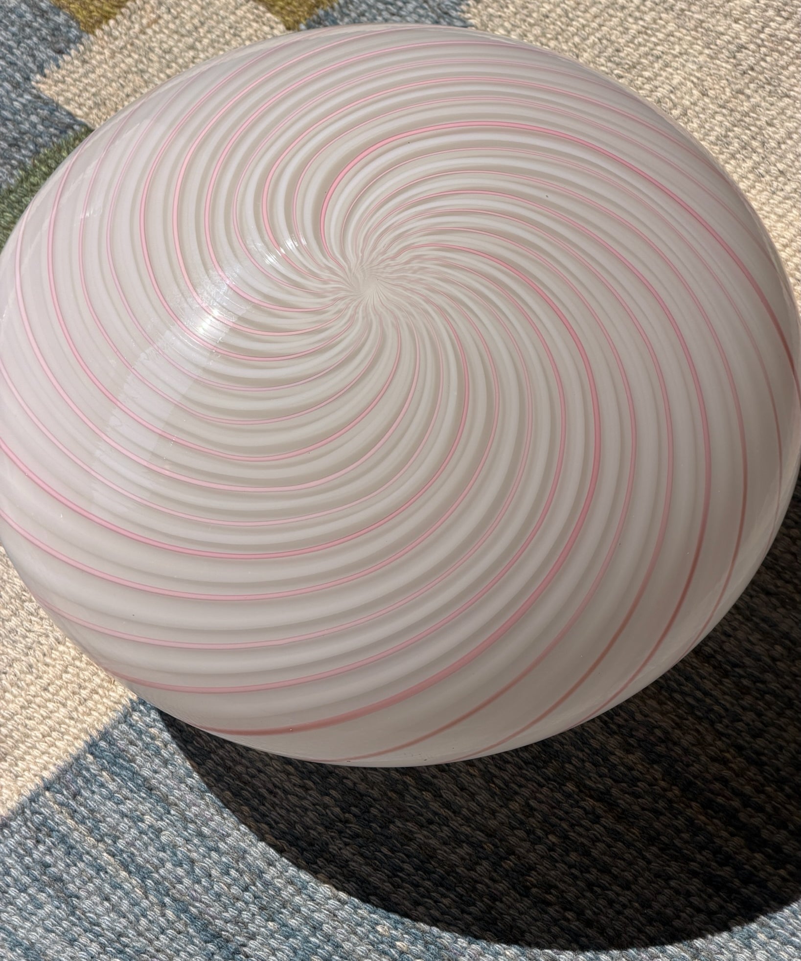 Vintage pink/white swirl Murano ceiling/wall lamp