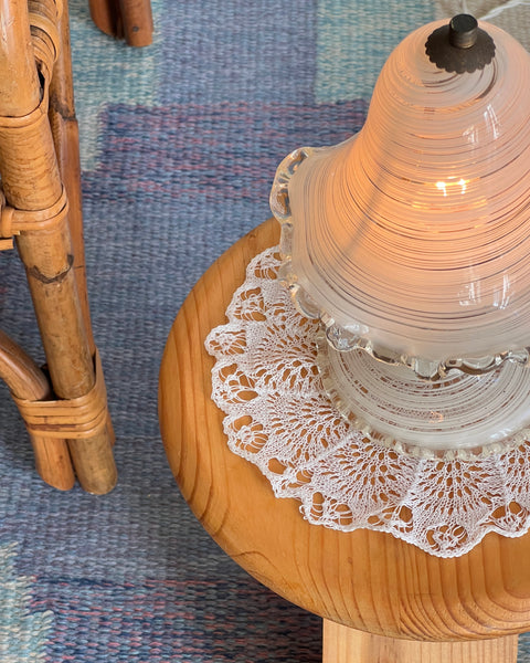 Vintage white/clear swirl Murano table lamp