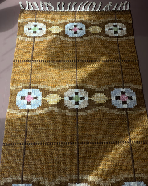 Vintage flat weave rug/runner by Ingegerd Silow (IS)