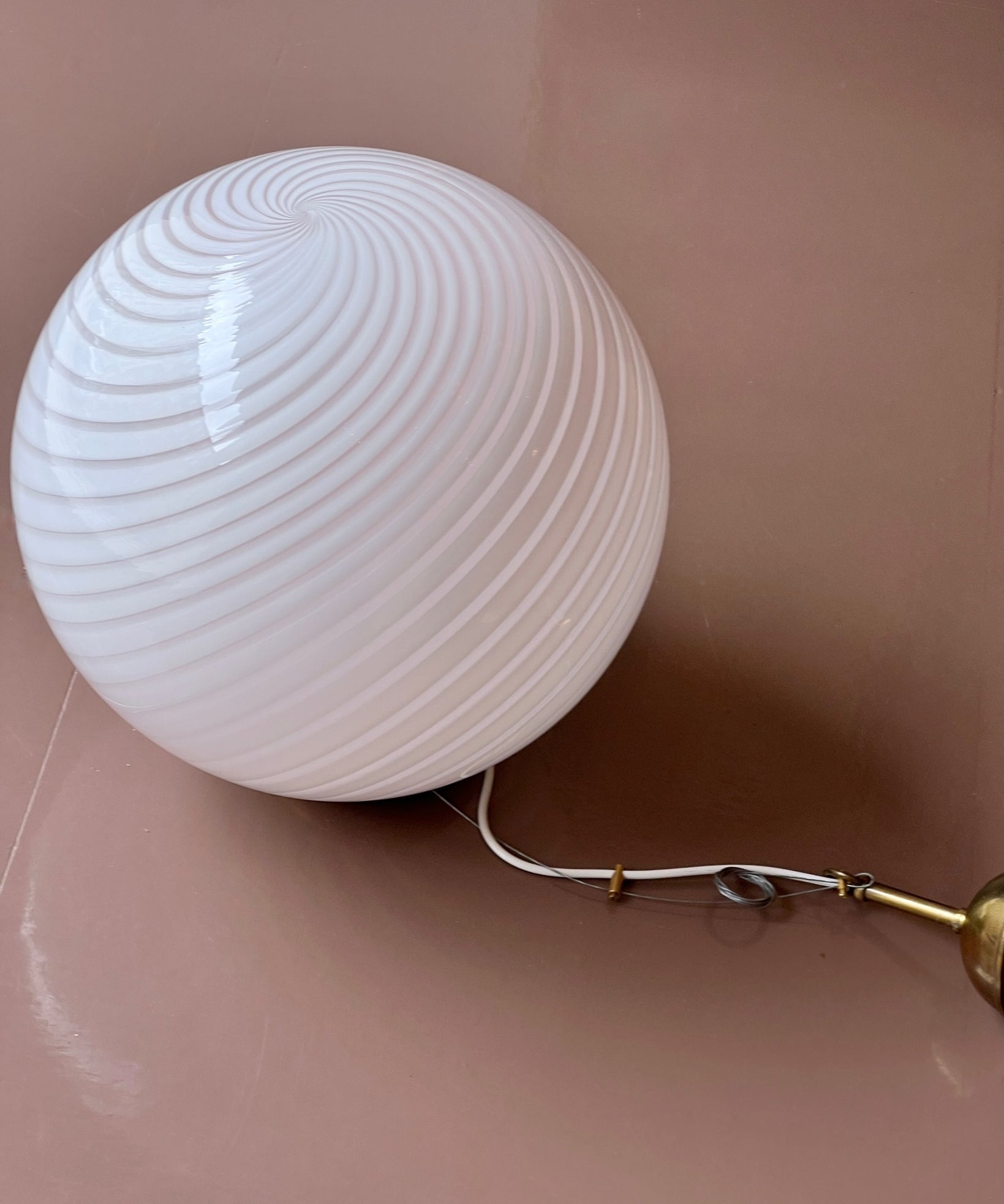 Vintage Murano light pink swirl ceiling lamp (D40)