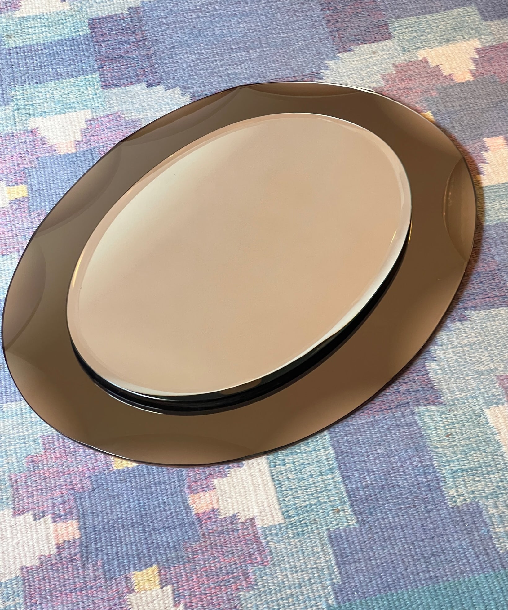 Vintage Italian mirror with brown faceted mirror frame