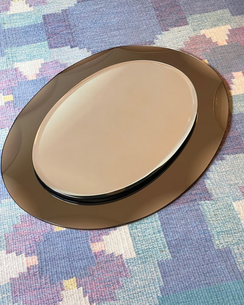 Vintage Italian mirror with brown faceted mirror frame