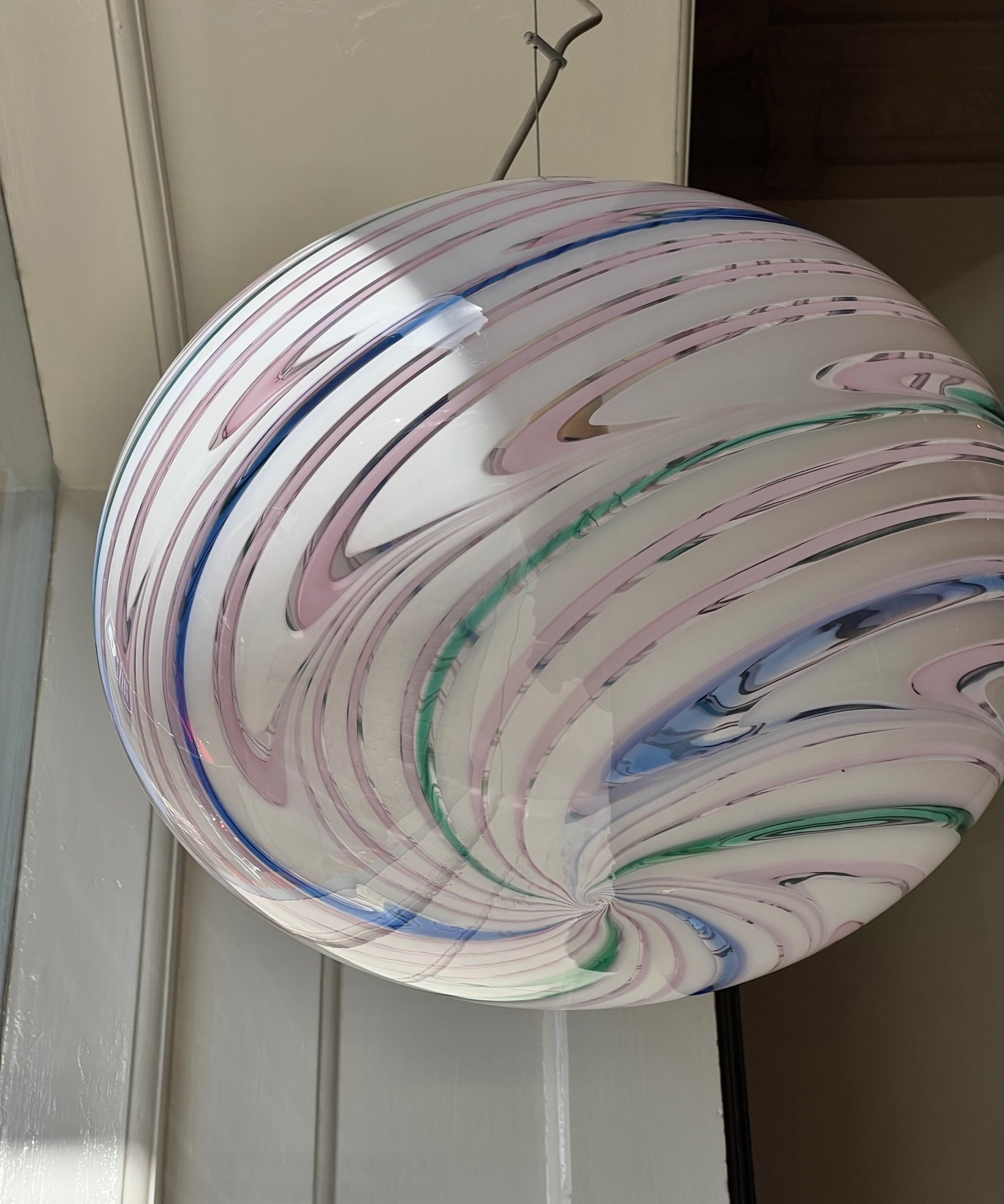 Vintage oval Murano multi-coloured/transparent ceiling lamp (D50)