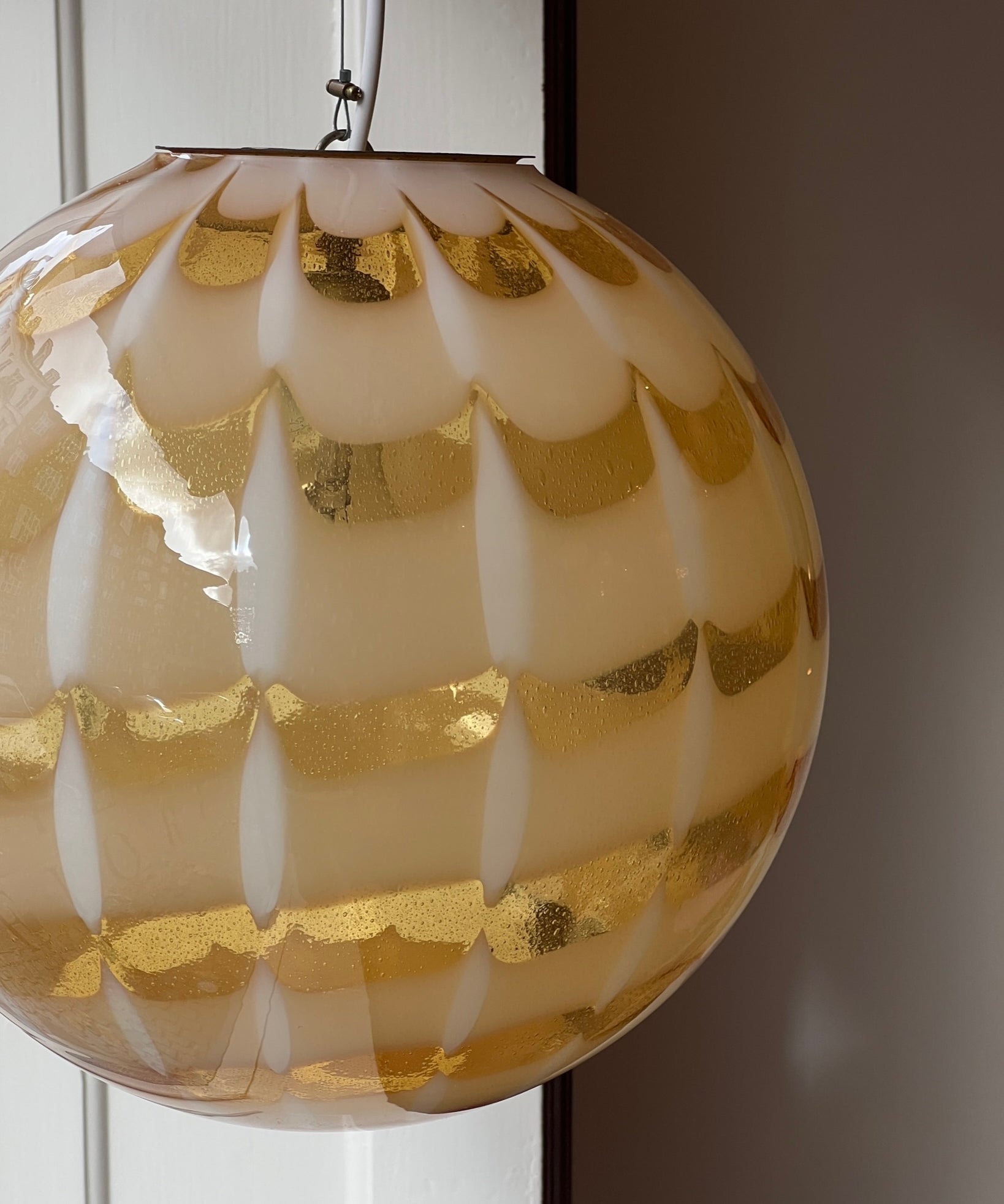 Vintage golden clear Murano ceiling lamp (D35)