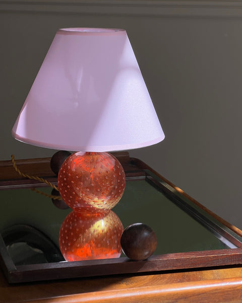 Vintage orange bubble Murano table lamp (with shade)