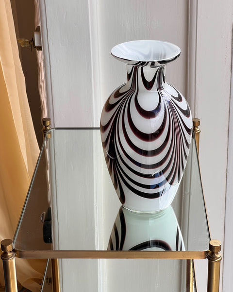 Vintage black/white Murano vase