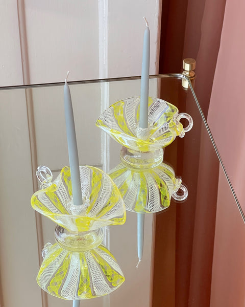 Vintage yellow Murano candle holders (2 available)
