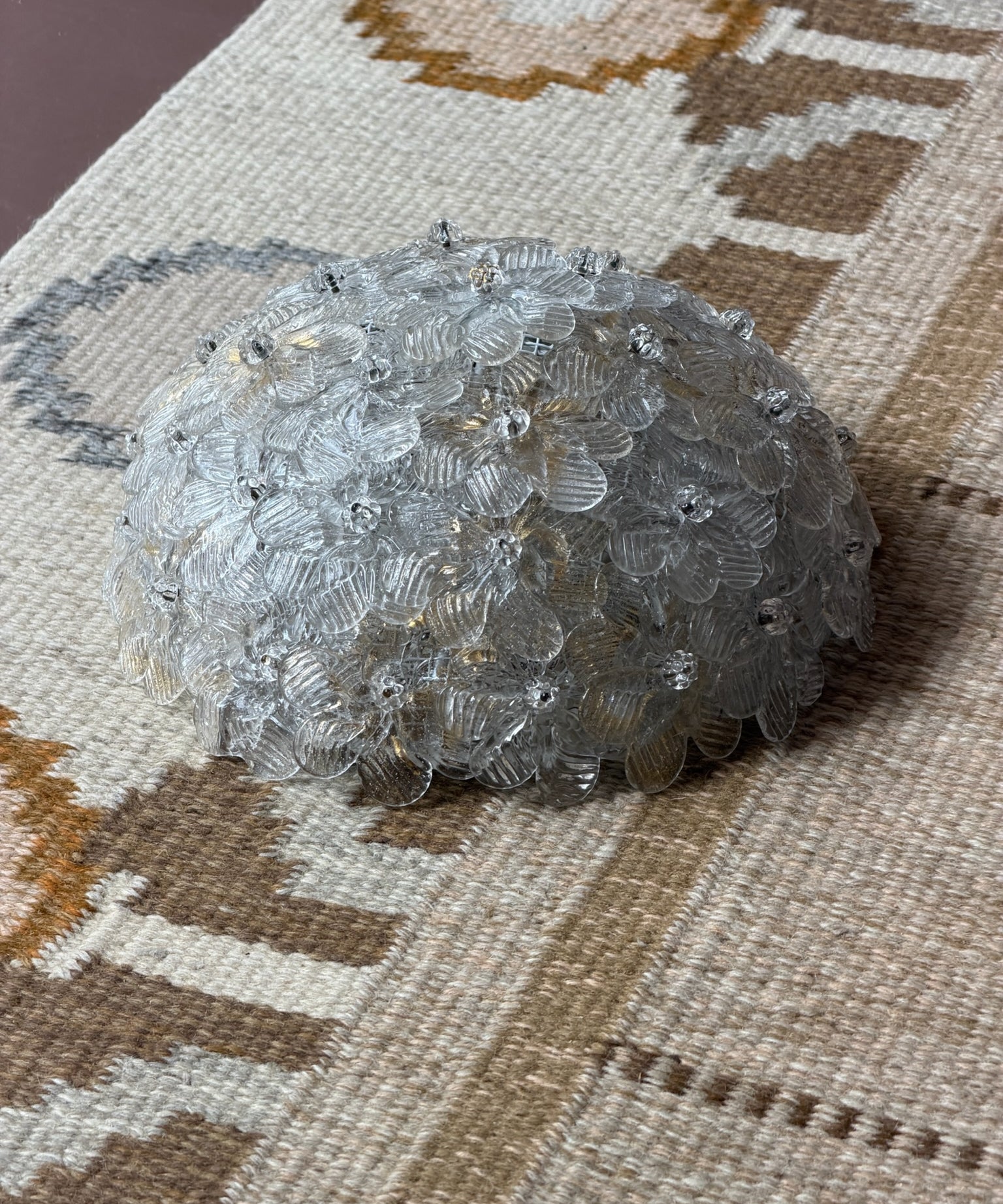Vintage golden/clear Murano flower ceiling/wall lamp (D26)