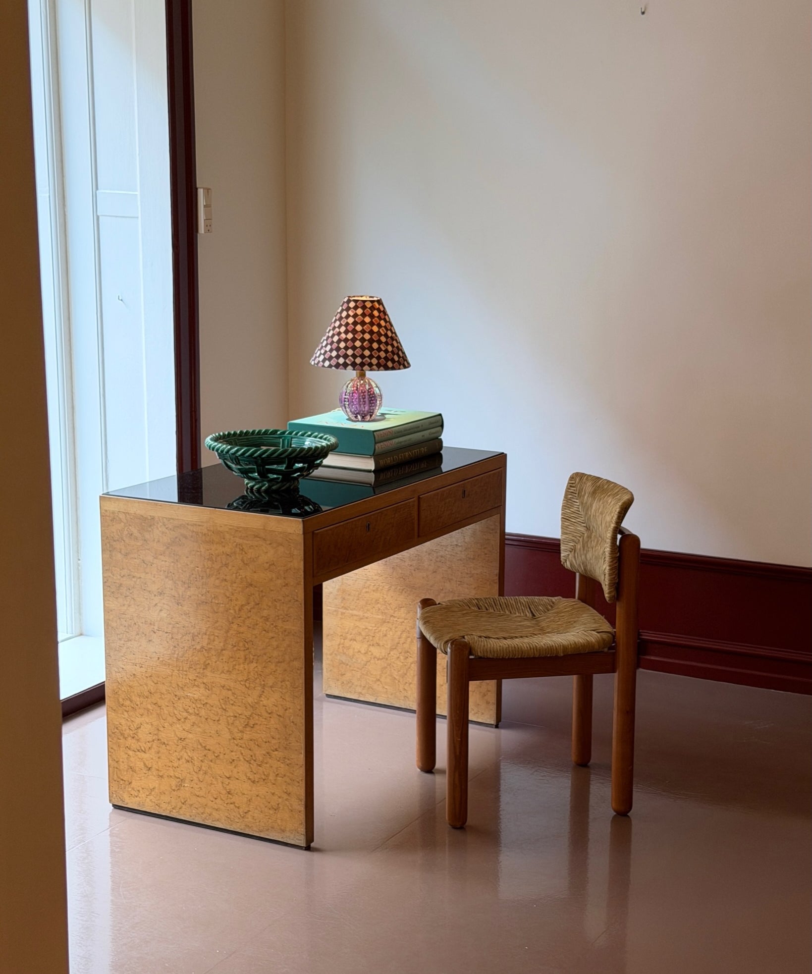 Vintage Italian burl wood desk/table