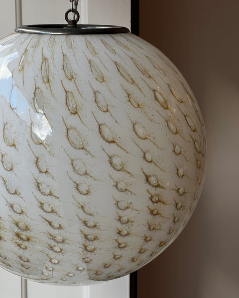 Vintage round white/black/golden dotted Murano ceiling lamp (D45)