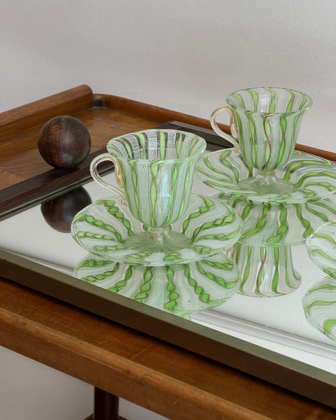 Vintage Murano coffee/tea cup and saucer set (Set of three)