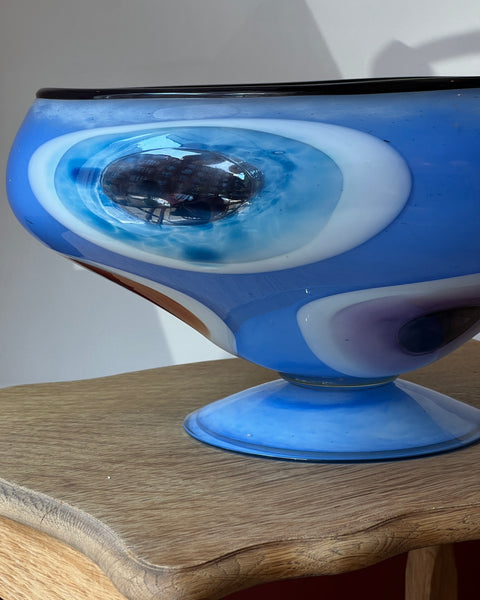 Large vintage blue Murano bowl