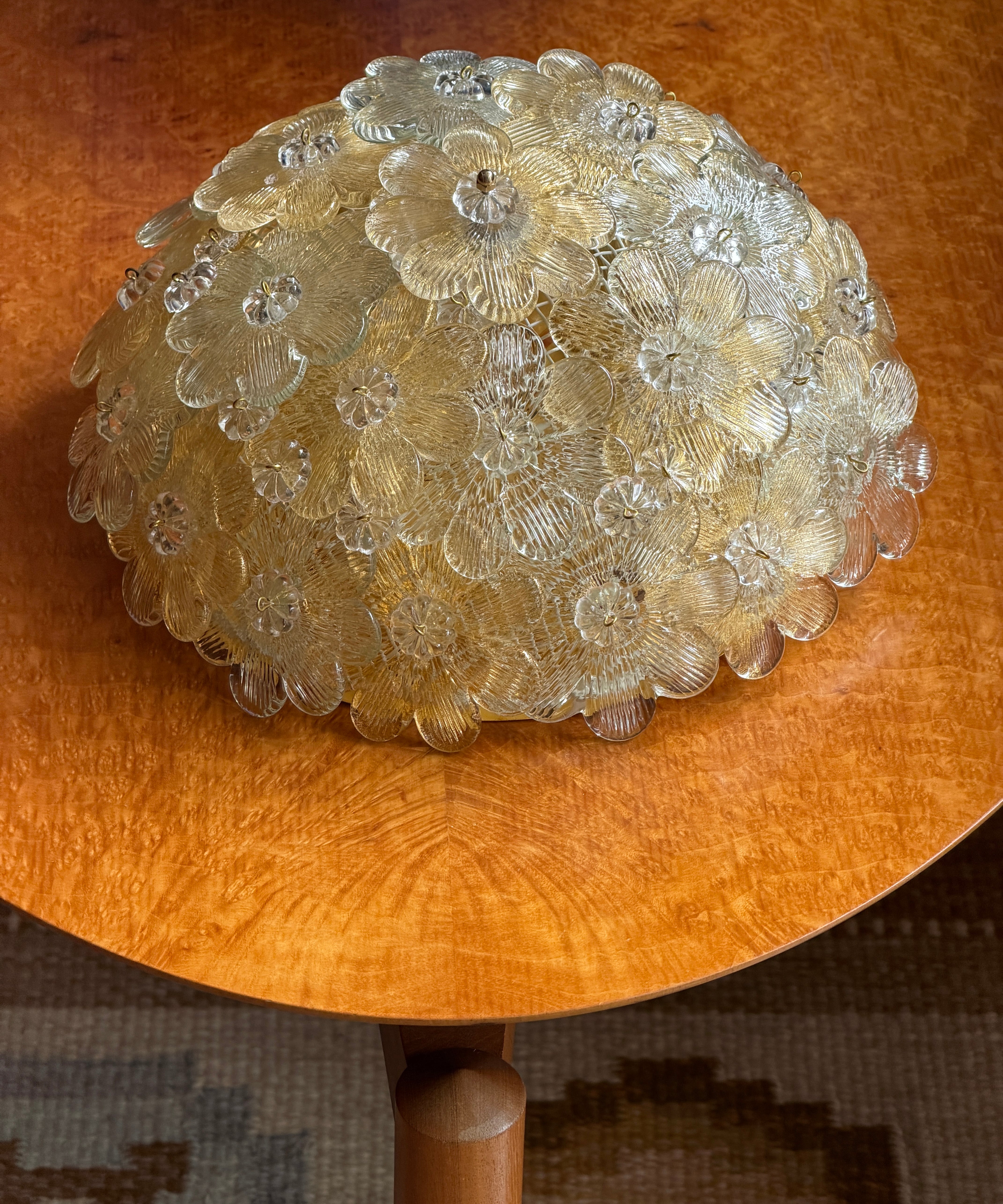 Vintage golden/clear Murano flower ceiling/wall lamp (D28)