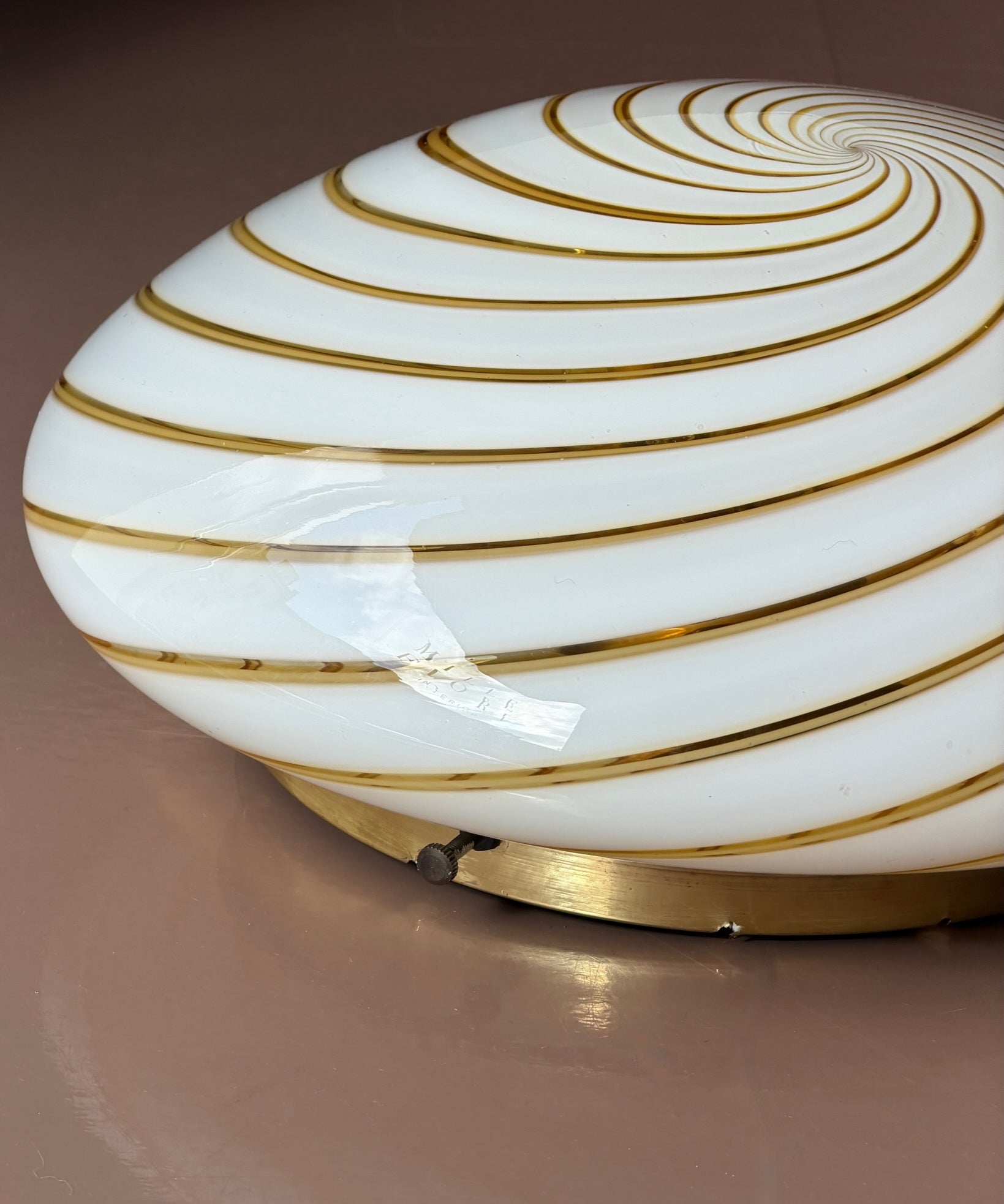 Vintage Murano clear/golden swirl ceiling/wall lamp (D36)