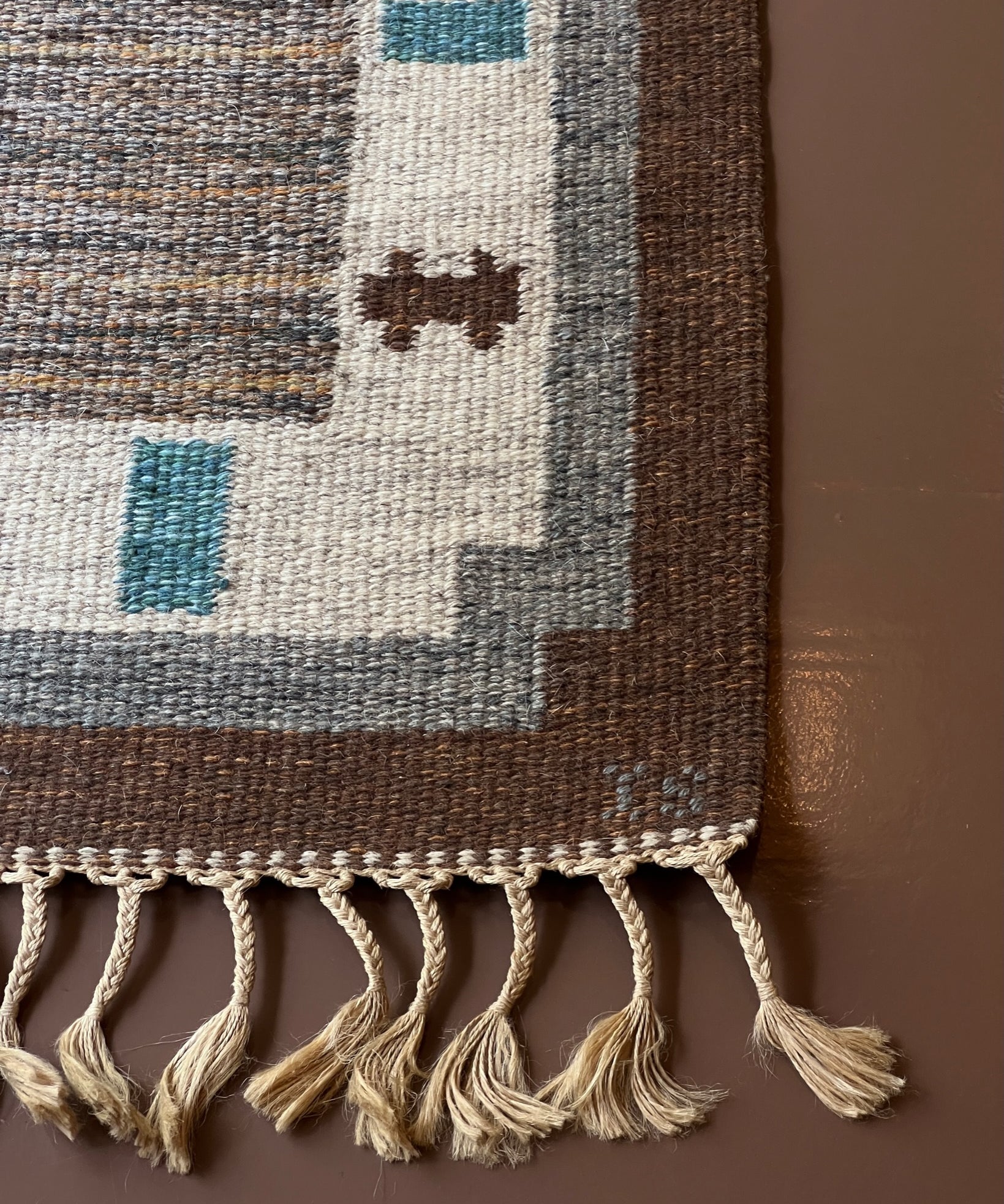 Vintage flat weave rug by Ingegerd Silow (IS)