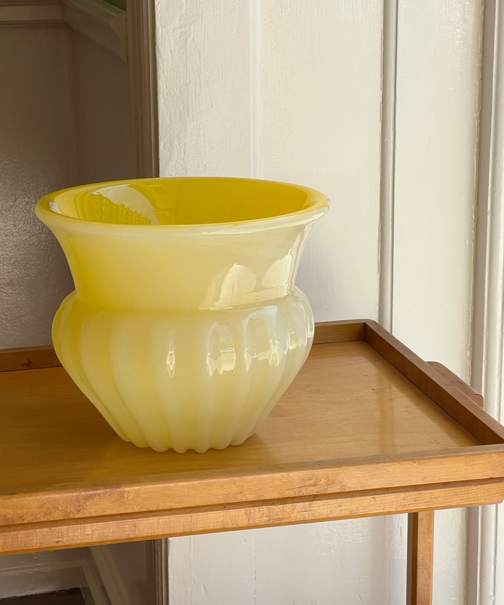Large vintage yellow Murano bowl / vase