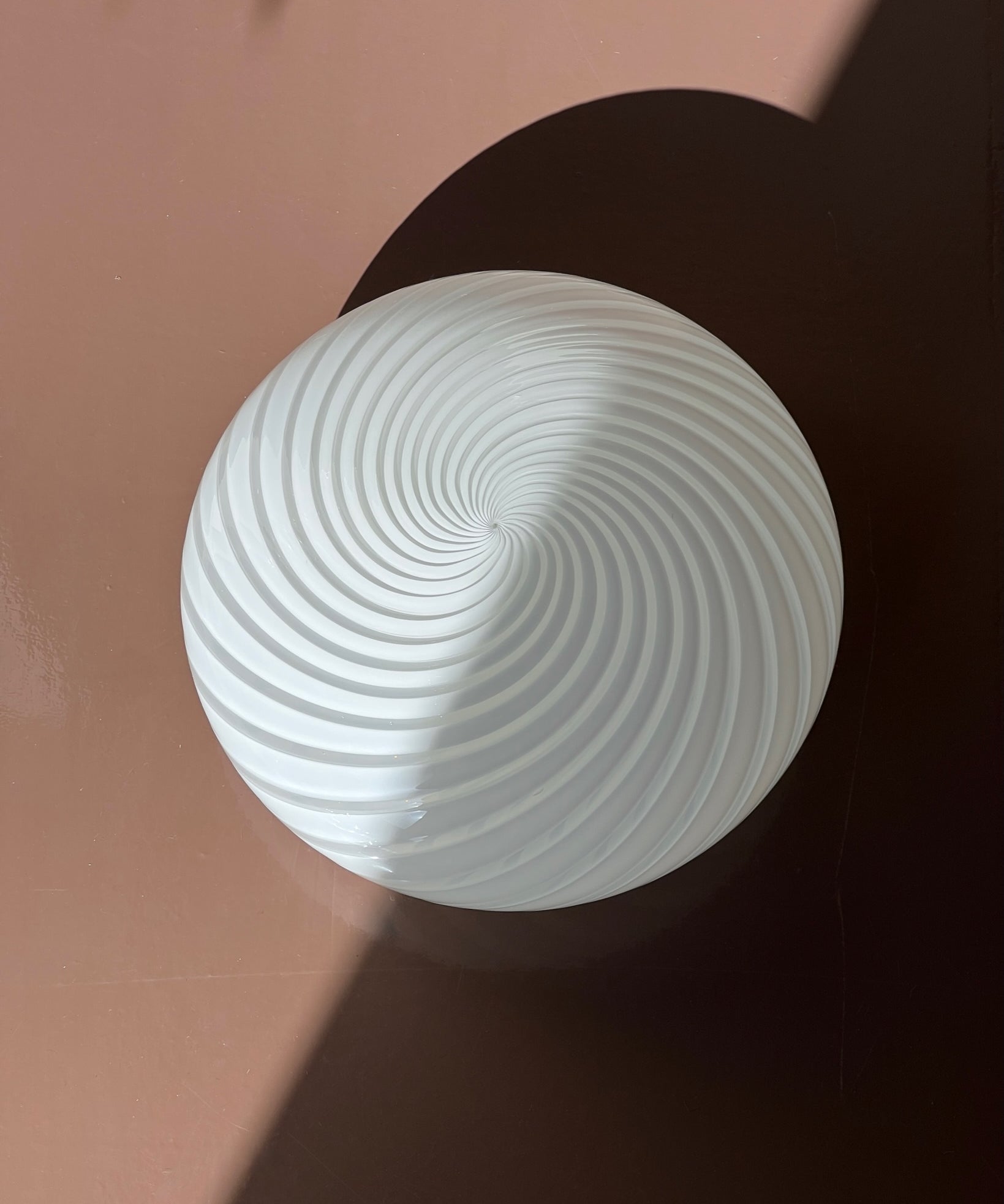 Vintage Murano white swirl ceiling/wall lamp (D29)