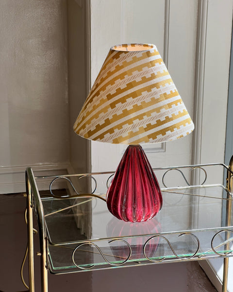 Vintage cranberry pink Murano table lamp (incl. lampshade)