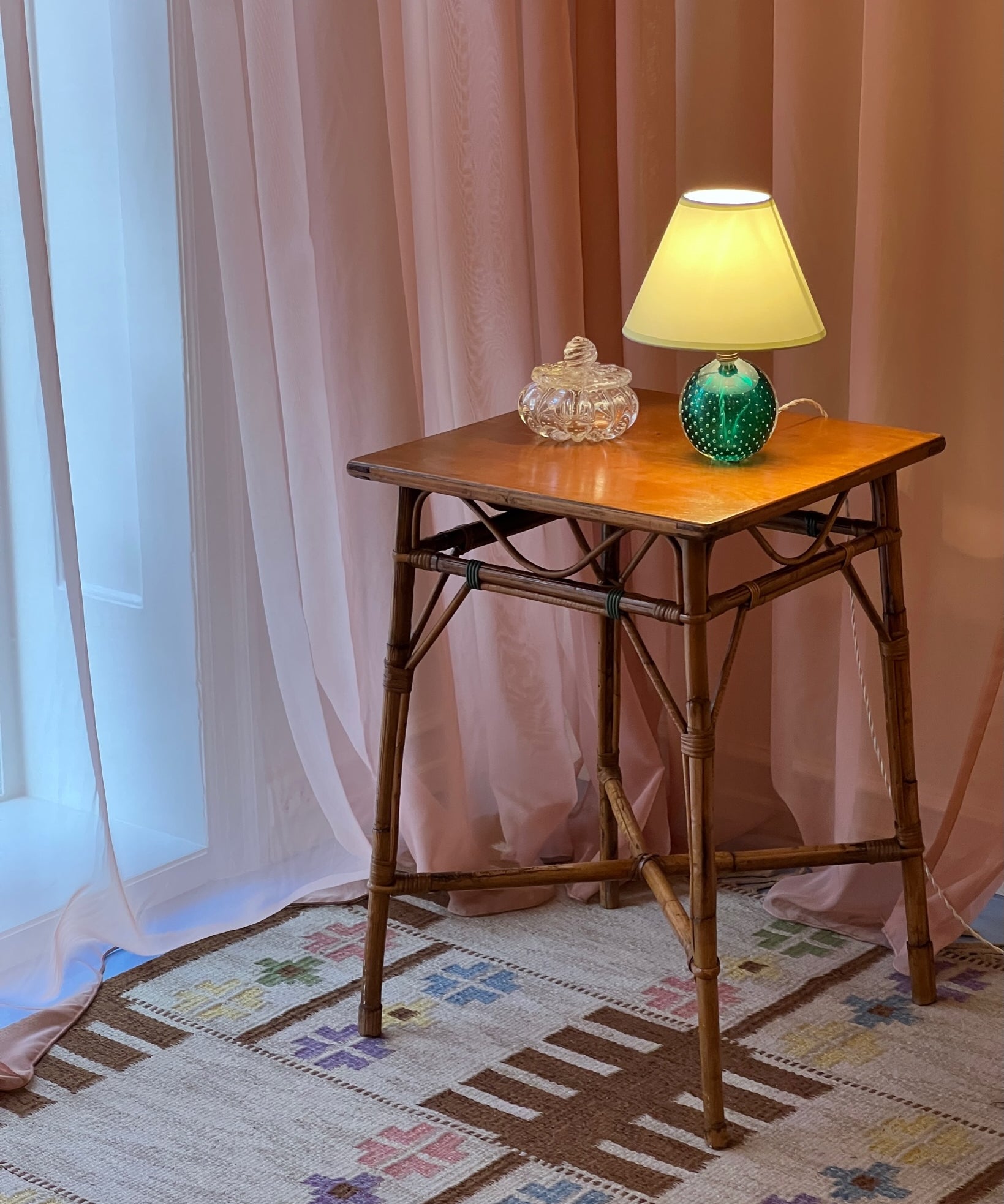 Vintage wooden/rattan table