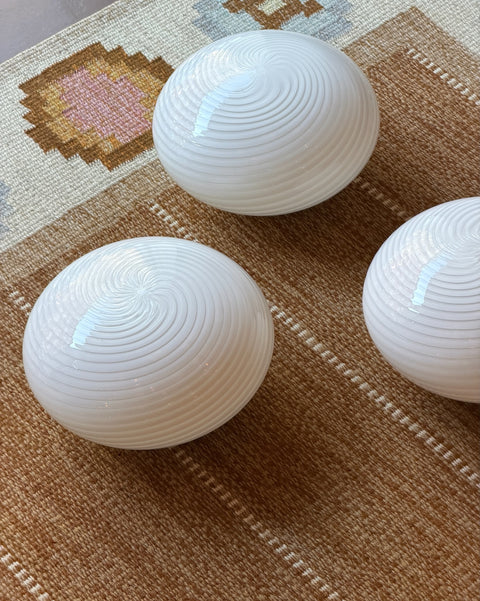 Vintage Murano white swirl ceiling/wall lamp (D28) (3 available)