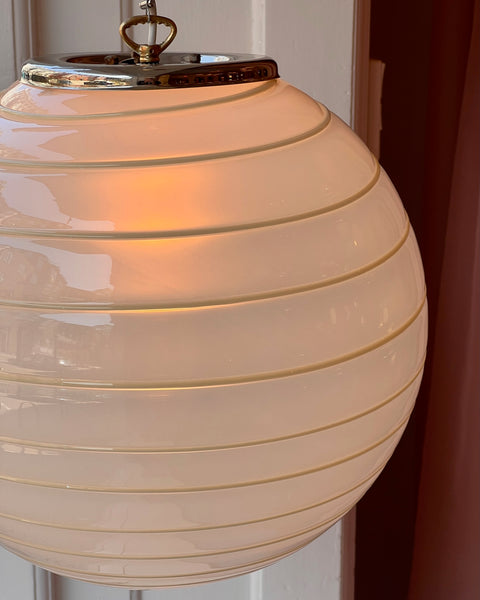 Vintage Murano round cream/white opal swirl ceiling lamp (D35)