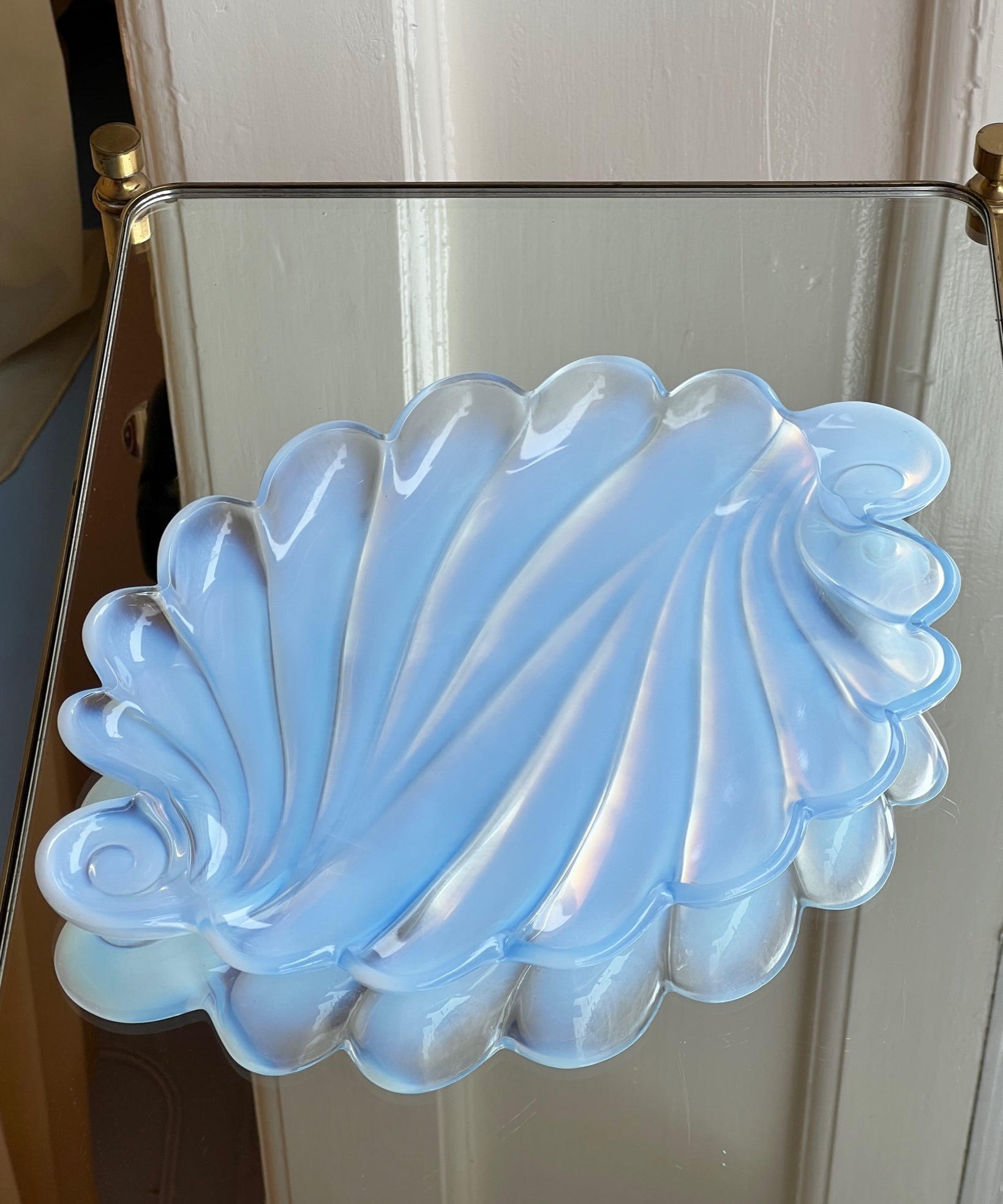 Vintage opal blue shell bowl