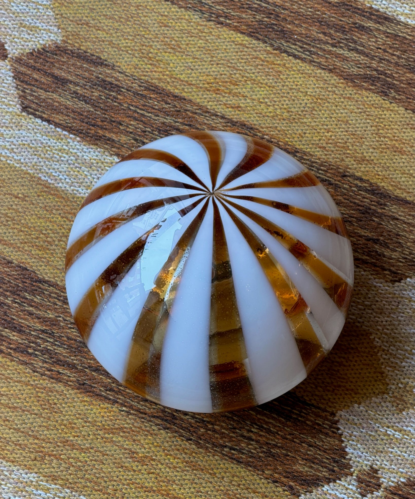 Vintage Murano clear/golden vertical stripes ceiling/wall lamp (D24)