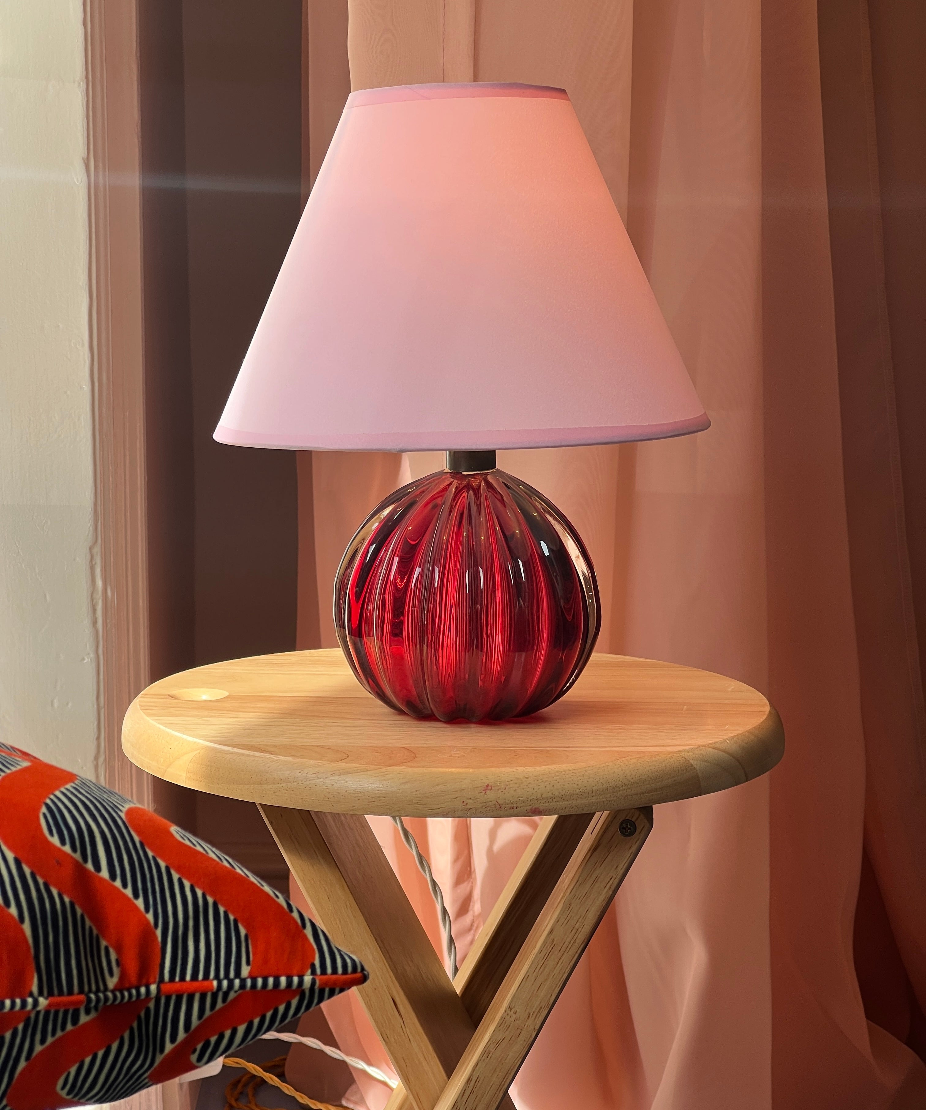 Vintage cherry red Murano table lamp (with shade)