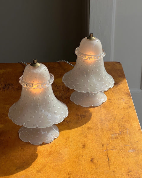 Vintage clear/frosted Murano table lamps (Sold as a pair)