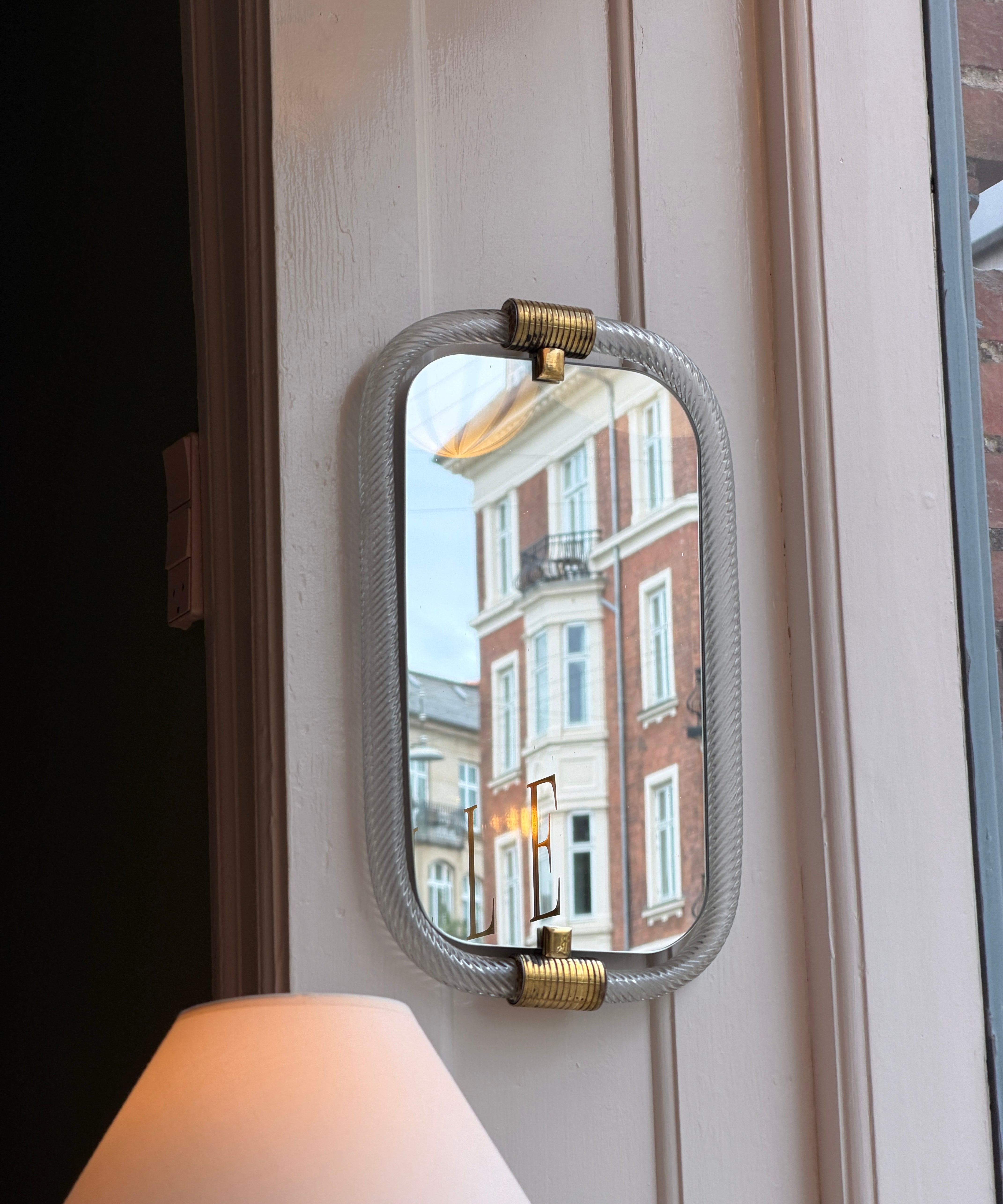 Vintage Italian mirror with twisted clear glass frame