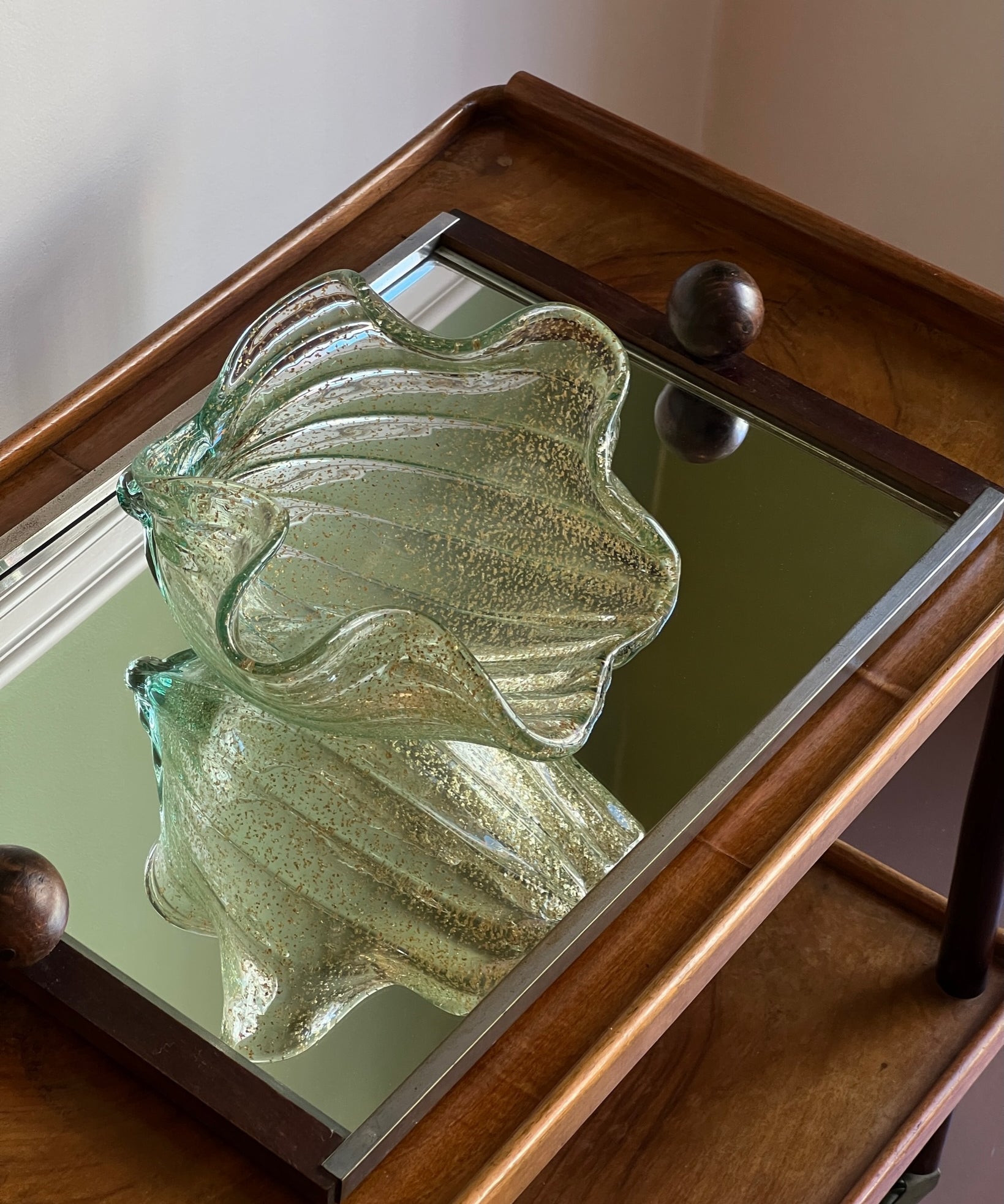 Vintage green/golden Murano shell