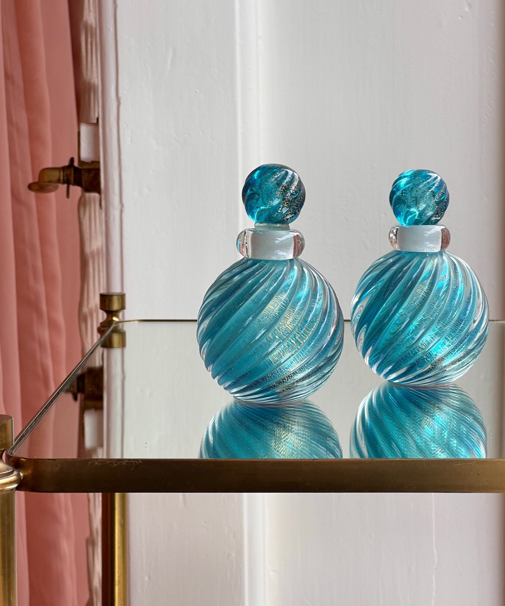 Vintage blue/golden seguso Murano flacon