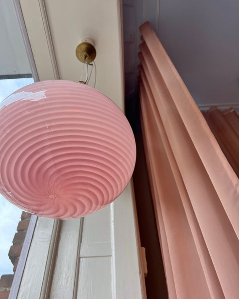 Vintage oval pink swirl Murano ceiling lamp (D40)